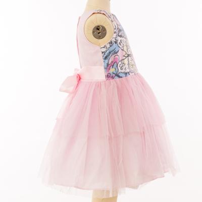 China Anti-wrinkle Finalz Customizable Pink Polyester Tulle Sleeveless Kids Dress Dresses For Girls for sale