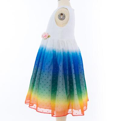 China Custom Anti-wrinkle Finalz Factory Girl Dress Rainbow Princess Gauze Dress for sale