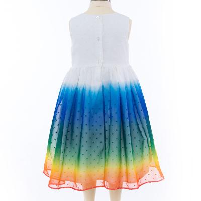 China New Anti-wrinkle Finalz Girl's Dress Rainbow Princess Pleated Elegant Sleeveless Gauze Dress for sale