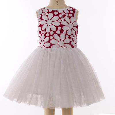 China Anti-wrinkle Finalz Customized Red and white stitching girls' dresses fluffy tutu dress for sale