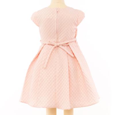 China Customizable Anti-wrinkle Finalz Summer Polyester Girl Pink Dress Dress With Bow Sashes for sale