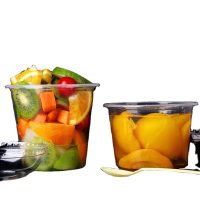 China PET Plastic Disposable Round Food Container 0-1L Take Away Fruits Packaging Box en venta