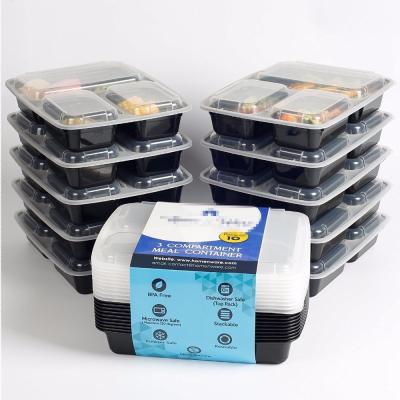 China Freshness Preservation Compartment Food Container 250*192*55mm With Black Transparent Lid Te koop