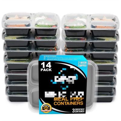 중국 10/12/15 packs 3 Compartment Food Storage Lunch Boxes / Meal Prep Containers 판매용