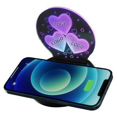 China Home Office 5W 7.5W 10W 15W Desktop Wireless Charger Type C Interface Design Phone Luminous Charger Stand Wireless Charger for sale