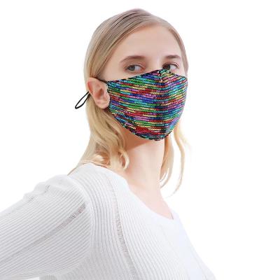 China Fashion Air Filter Mask Face Cover Glitter Filter Inserted Dust Proof Glitter Breathable Cotton Bling Facemask for sale