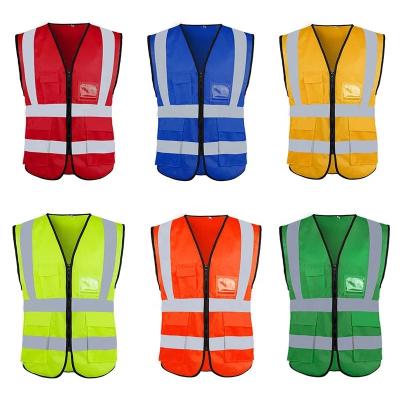 China High Visible Stock 100% Polyester RTS Customize Logo Cheap Price High Visibility Safety Reflective Vest With Pockets for sale