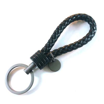 China Promotion Gift Manufacturer Wholesale Knitting Leather Rope Small Activity Gift Car Accessories Metal Key Chain Keychain for sale