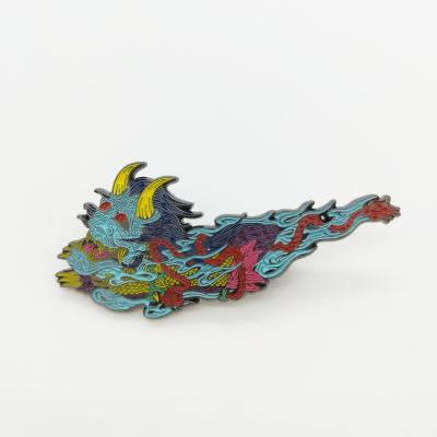 China Europe Customized Cheap Stamped Die Casting Soft Enamel Iron Zinc Alloy Brass Metal Dragon Lapel Pin for sale