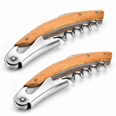 China Customized Viable Multifunctional Premium Heavy Duty Wooden Red Wine Bottle Opener Wing Corkscrew for sale