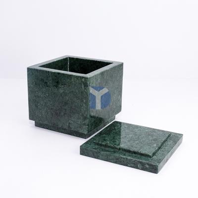 China Home.Restaurant.Bar.Hotel.Wedding. Super Markets Promotion Wholesale Marble Green Candle Holder Square Candle Marble Jar With Lid for sale