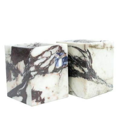 China Home.Restaurant.Bar.Hotel.Wedding. Super Markets Promotion White Calacatta Calcutta Viola Marble Candle Jar Vessel Square Pillar Holder Bottle Marble Jar for sale