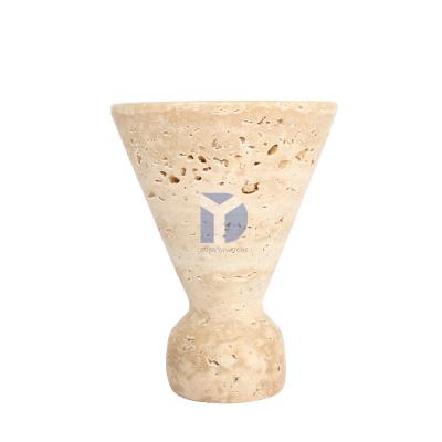 China Luxury Small Censer Beige Travertine Incense Holder for sale