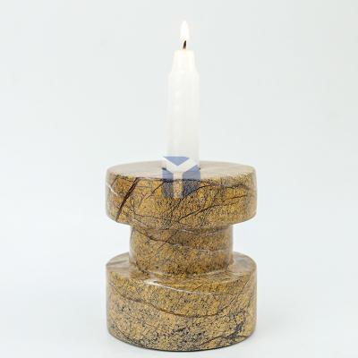 China New Design Luxury Cylinder Stone Candlestick Custom Marble Candle Holders for sale