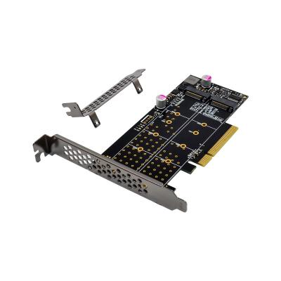 China PCI-E X8 2 Ports M.2 M NVMe Card 2 Nvme M2 SSDs PCIe SSD Main Adapter for sale