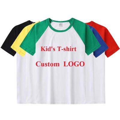 China Wholesale Custom Anti-shrink Printing Custom Logo Children's White T-shirt Raglan Sleeve Kids Summer Clothes Loose Modal Fabric for sale