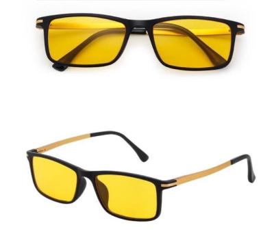 China Customized Computer Glasses TR+Metals Frame Glass Dark Yellow Square Resin Blue Light Blocking Glasses For Computer Users Glasses for sale