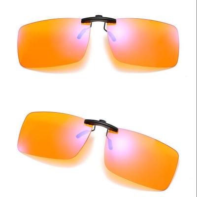 China Fashion Sunglasses Glass Metal Orange Red Flip Up Clip On Computer Anti Blue Light Glasses Anti Blue Light Eyewear for sale