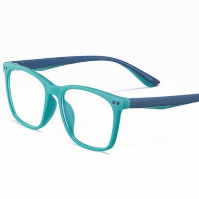 China Anti Blue Light Glasses 7-12 Years Children Kids Square Frame TR90 Green Blue Light Blocking Computer Glasses for sale