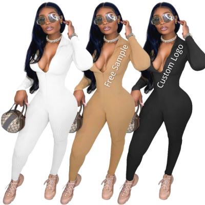 China Autumn New Style QUICK DRY Women Plus Size Overalls Sport High Neck Zipper Solid Color Long Sleeve Jumpsuits For Women Overalls Pants for sale