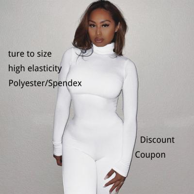 China Anti-pilling 2021 New Arrival Women's Sportswear Women's Casual High Neck Party Club Gaiters Plain Black White Brown Rompers And Overalls Rompers for sale