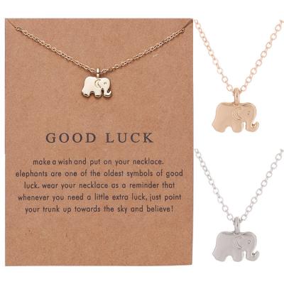 China Cute Environmently Friendly Make A Wish Card Gold Silver Plated Women Lucky Elephant Pendant Necklace Jewelry for sale