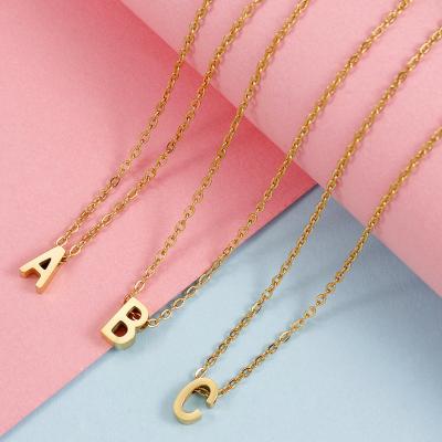 China Environmentally Friendly Elegant Female Gift 18K Gold Silver Plated Alphabet 26 316L Stainless Steel Tiny Letters Pendant Women Initial Necklace Jewelry for sale