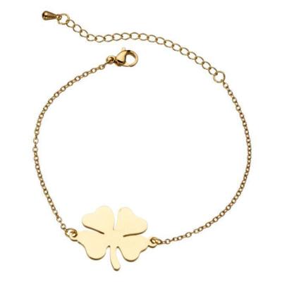 China Environmentally Friendly High Quality Tarnish Free 18K Gold Silver Plated Women Stainless Steel Charm Four Leaf Clover Bracelet Jewelry for sale