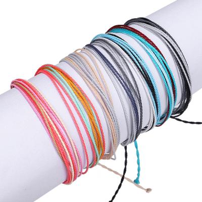 China Environmentally Minimalist Bohemian Friendly Handmade Braided Colorful Thread Rope Wax Anklet Chain Adjustable Jewelry For Women Ladies for sale