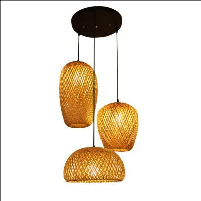 China New Modern Bamboo Rattan Wicker Wave Shade Light Hanging Home Ceiling Lamp Fixture Decor Lamp Shade for sale