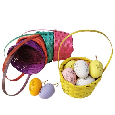 China Small Natural Stackable Storage Mini Bamboo Baskets With Handle Picnic Viable Basket Gift Vietnam Easter Snacks for sale