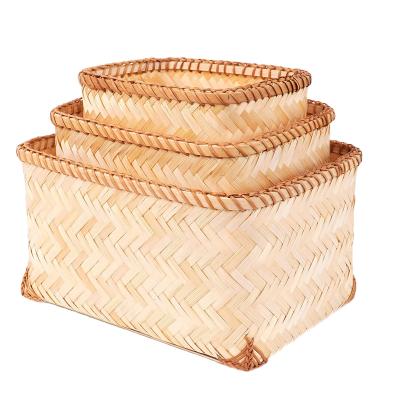 China Vietnam handmade natural weaving bamboo basket of fruit vegetable viable decoration flowers for home storage for sale