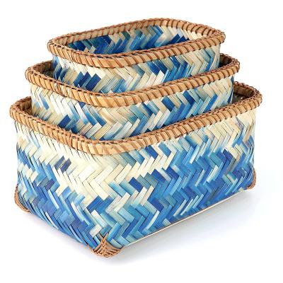 China Vietnam Large Bamboo Woven Food Storage Bread Basket Small Sustainable Flat Color Shallow Baskets For Shelves for sale