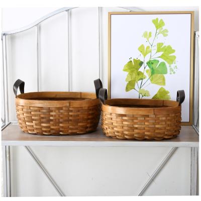 China Easy Wood Chip Woven Storage Basket Home Decor Diy Easter Cheap Custom Decorative Baskets Viable for sale