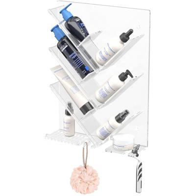 China Modern Acrylic Bathroom Storage Rack Bathroom Shower Shelves Organizer For Shampoo Bottles for sale