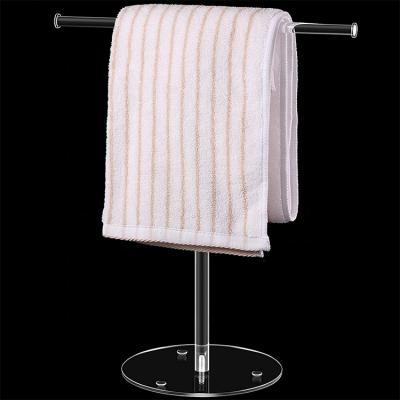 China Stocked Bathroom Organizer T-Shape Acrylic Towel Holder Hand Tower Racks For Home for sale