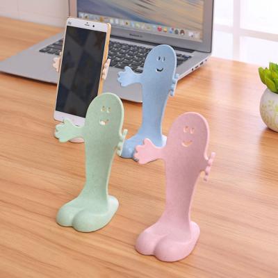 China On The Shelf/Desktop Environmentally Friendly Degradable Wheat Mobile Phone Display Stand Cute PP Plastic Holder for sale