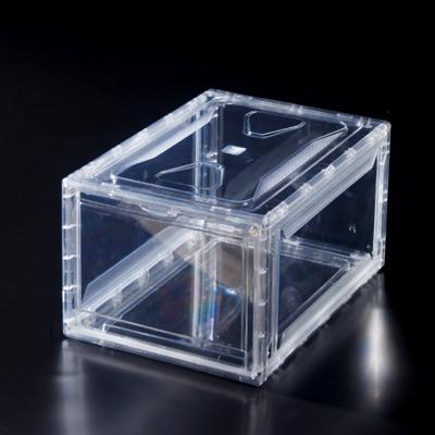 China Stocked Gathered Thickened Transparent Magnetic Shoe Box Basketball Shoes Storage Box for sale