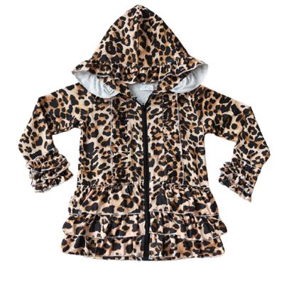 China Ruffle Print Plus Size Leopard Babies Hoodie Fashion Girls Upper Clothing for sale