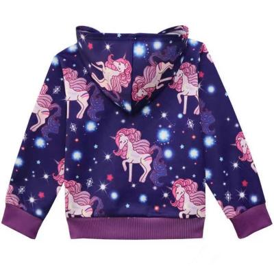 China Starry Sky Unicorn Coat Long Sleeve Kids Boutique Fashion Plus Size Hooded Jacket Children Plus Print for sale