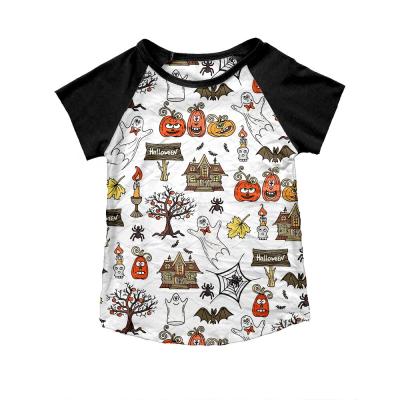 China Anti-pilling Kids Custom Design Pumpkin Printed Casual Summer Short Sleeve T-shirts Halloween Fashion Shirts New For Boys for sale