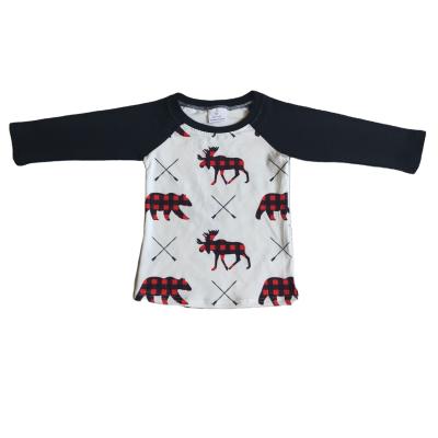 China Anti-pilling Christmas Boys Shirt Elk Plaid Print Long Sleeves New Matching Apparel Shirts For Kids for sale