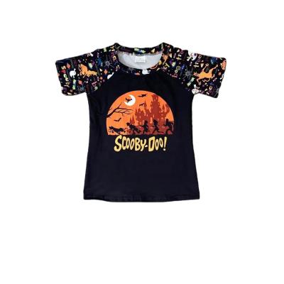 China Anti-pilling Kids Halloween Clothing Toddler Baby Boy Clothes Cartoon Print Kids Short Sleeves Shirt Top for sale