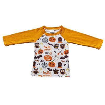 China Pumpkin Print Halloween Plus Size Long Sleeve T-shirt Fashion Kids Raglans for sale