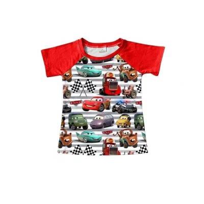 China Wholesale Plus Size Short Sleeve Cartoon Cars Boys T-shirt Fashion Kids Raglans for sale