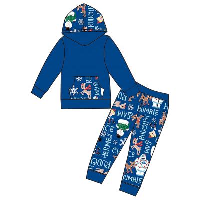 China Girls Plus Size Baby Boy Clothes Fall Outfits Winter Girls Clothing Hoodies Clothing Sets Boutique Christmas Blue Baby Boy Outfits for sale