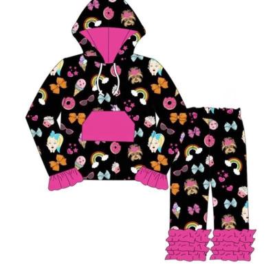 China High quality casual kids hoodie sets fashion cute girls pattern ice cream rainbow donut girl JoJo hooded clothes for sale