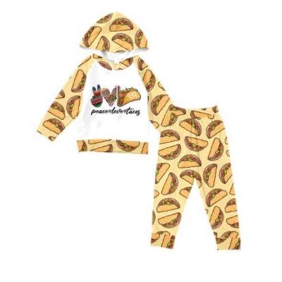 China High quality kids casual hoodie sets place love burger pattern printed fashion boys hoodies clothes for sale