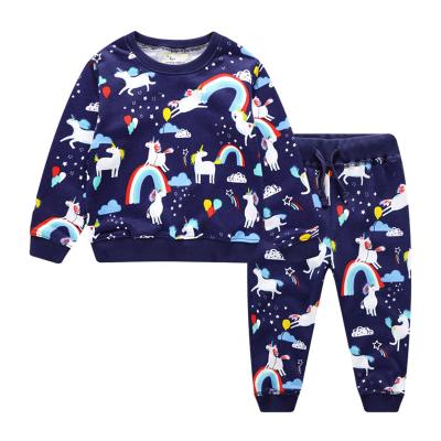 China Boutique Outfits Pajamas Rainbow Unicorn Print Baby Boy Fall QUICK DRY Clothes for sale