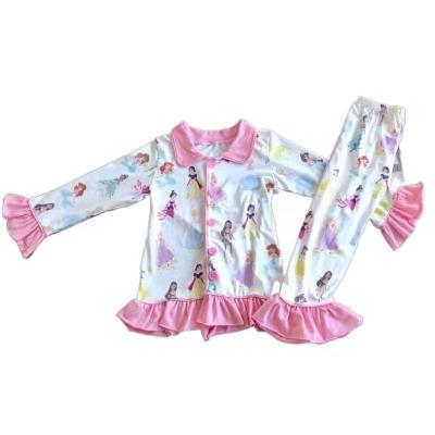 China New boutique children's QUICK DRY pajamas print princess pattern girl's set and dress long sleeve pajamas for sale